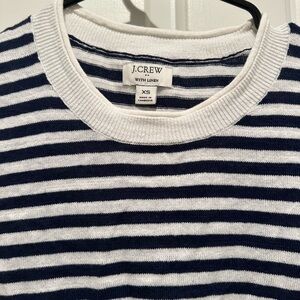 J. Crew Classic Navy and White Striped Top